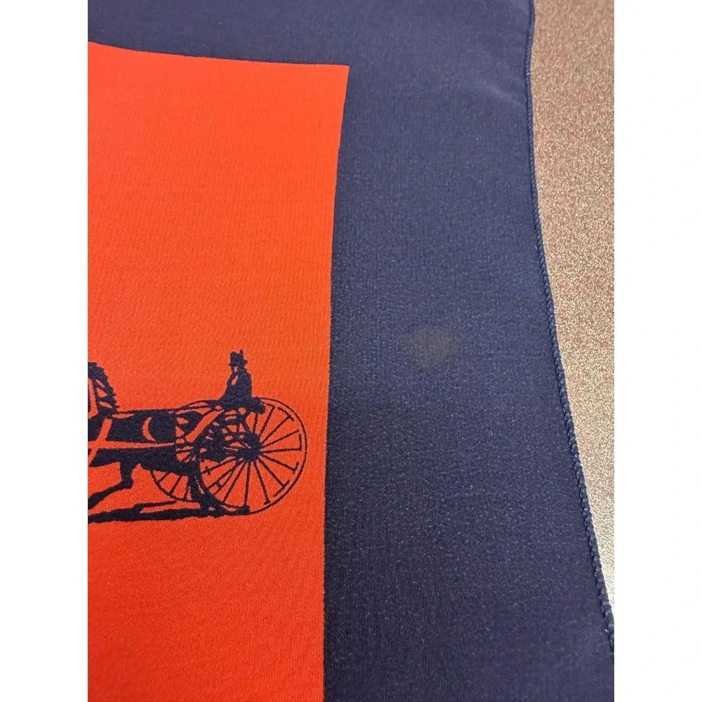 Celine Silk Scarf Bright Coral and Navy 22